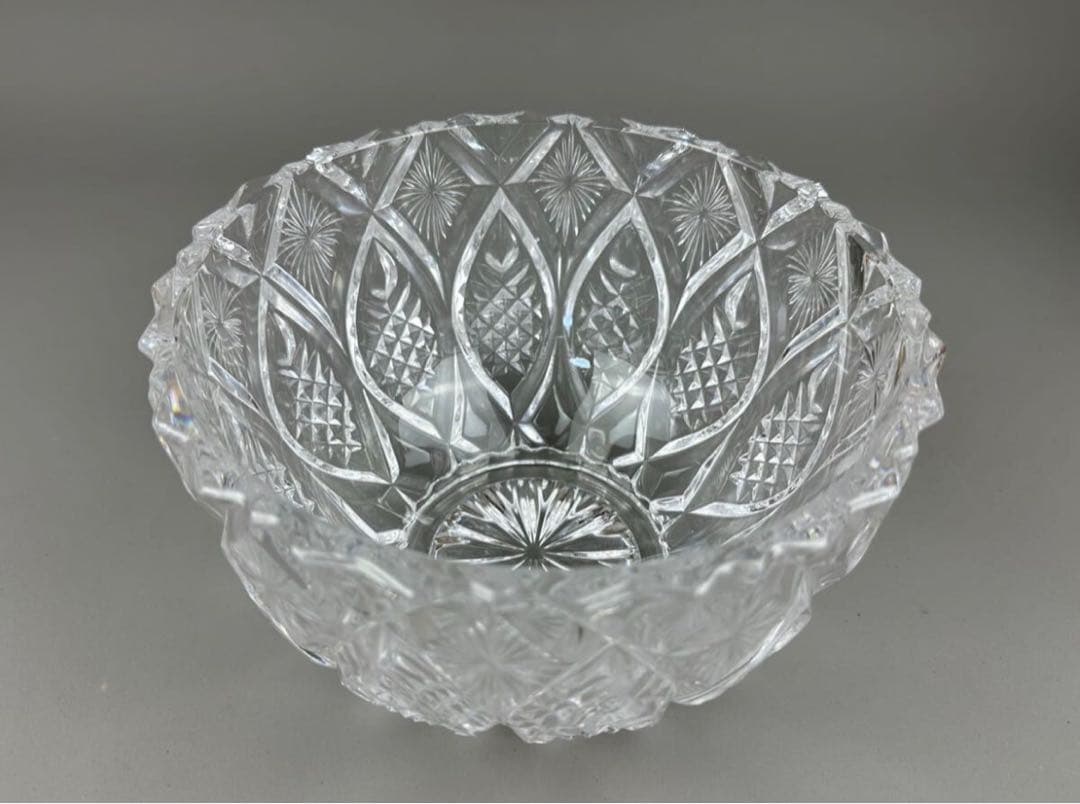 茶道具 江戸切子 義山 鉢 水指 箱入り ギヤマン ガラス 硝子 工芸 民藝