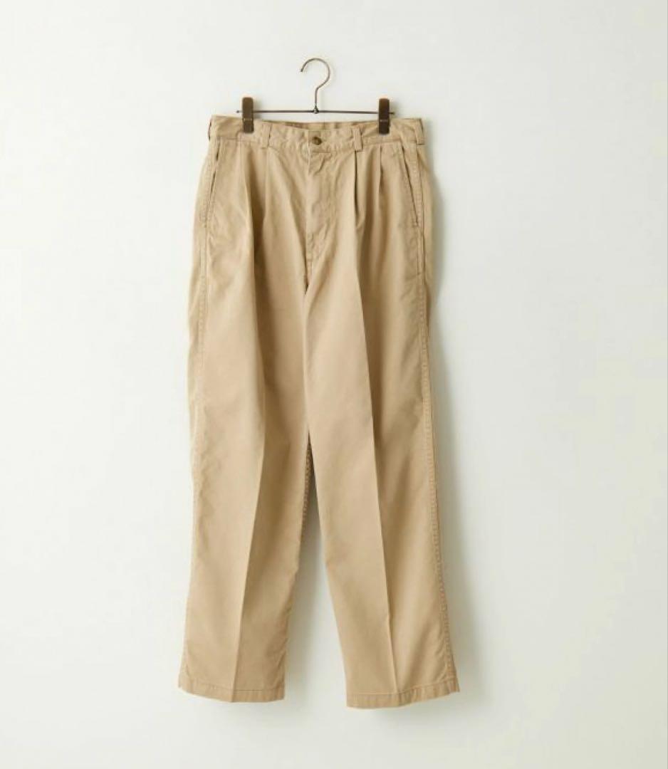 オアスロウ　ツータックワイドトラウザー カーキ ベージュ レディースチノパン