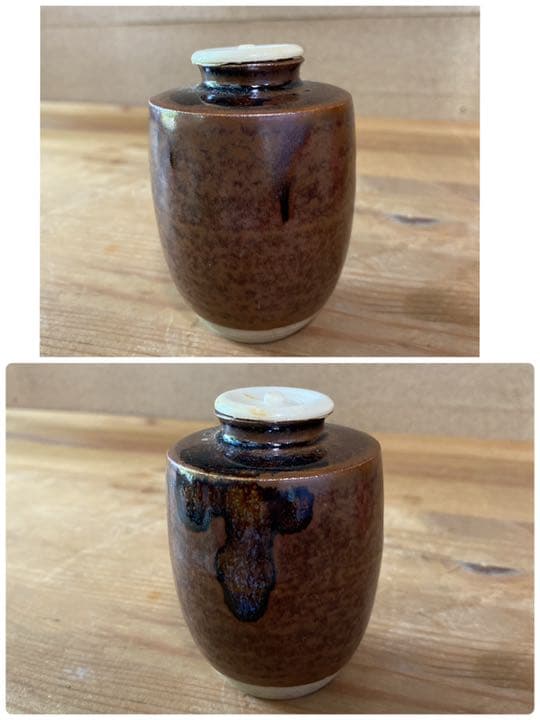 [茶道具] 佐久間芳山　肩衝茶入　(共箱) ○