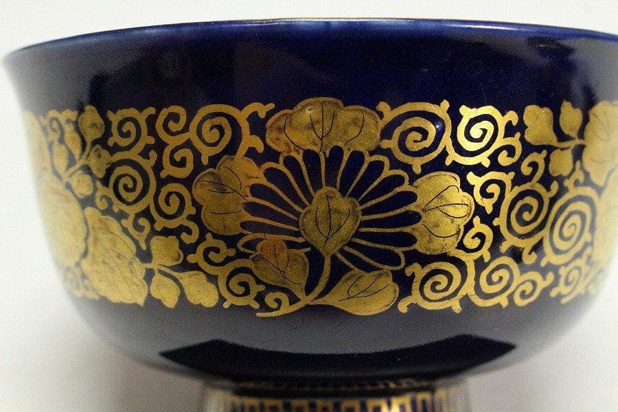 中国美術 瑠璃釉 金彩 纏枝蓮花紋 蓋碗 五件 旧家蔵出