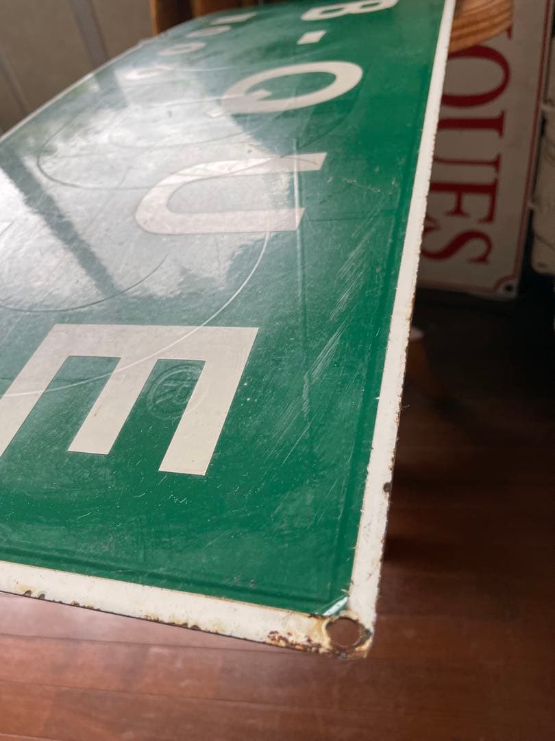 アンティーク　ホーロー　サイン　プレート　グリーン　看板　アメリカ　特大　レア