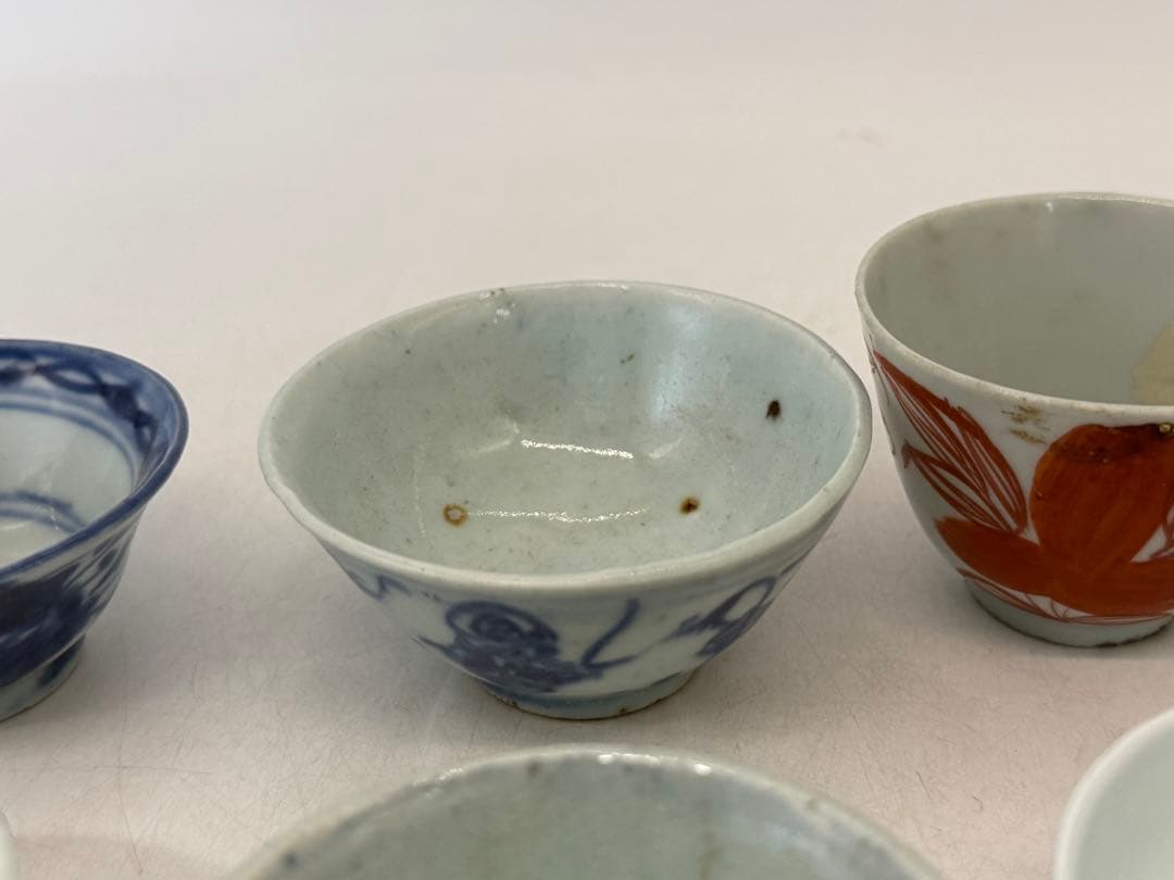 中国　清時代　染付　粉彩　湯呑み10点まとめ送料込み250125