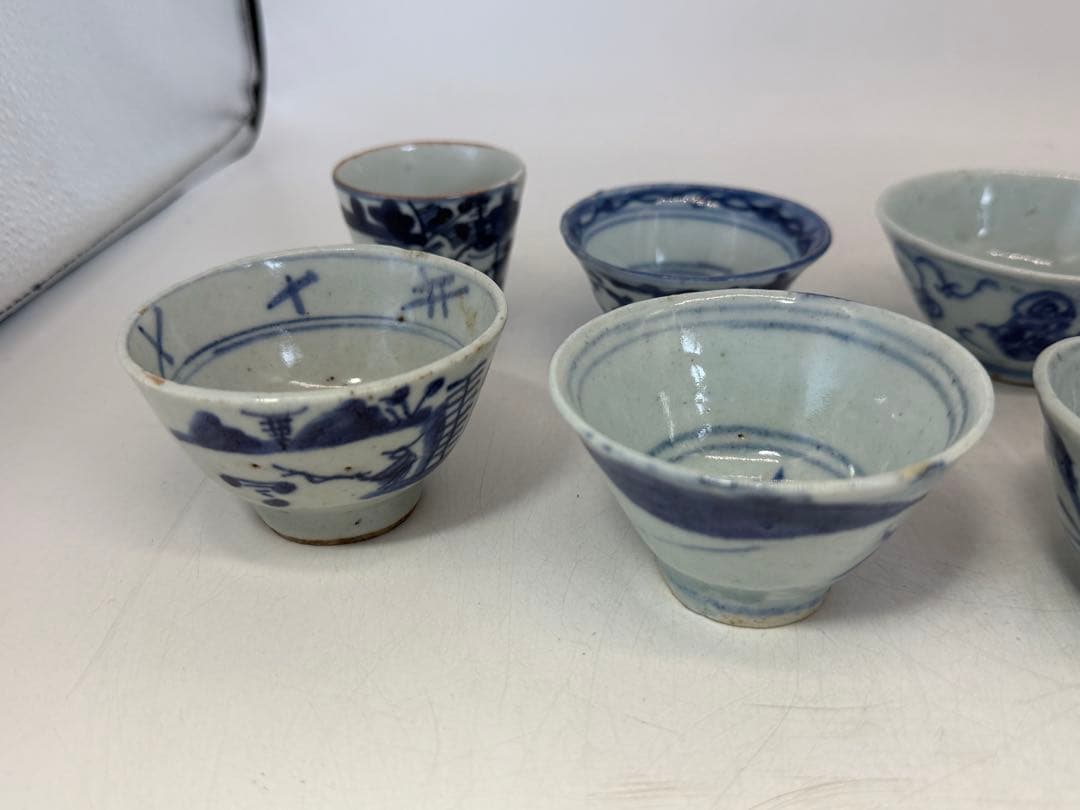 中国　清時代　染付　粉彩　湯呑み10点まとめ送料込み250125