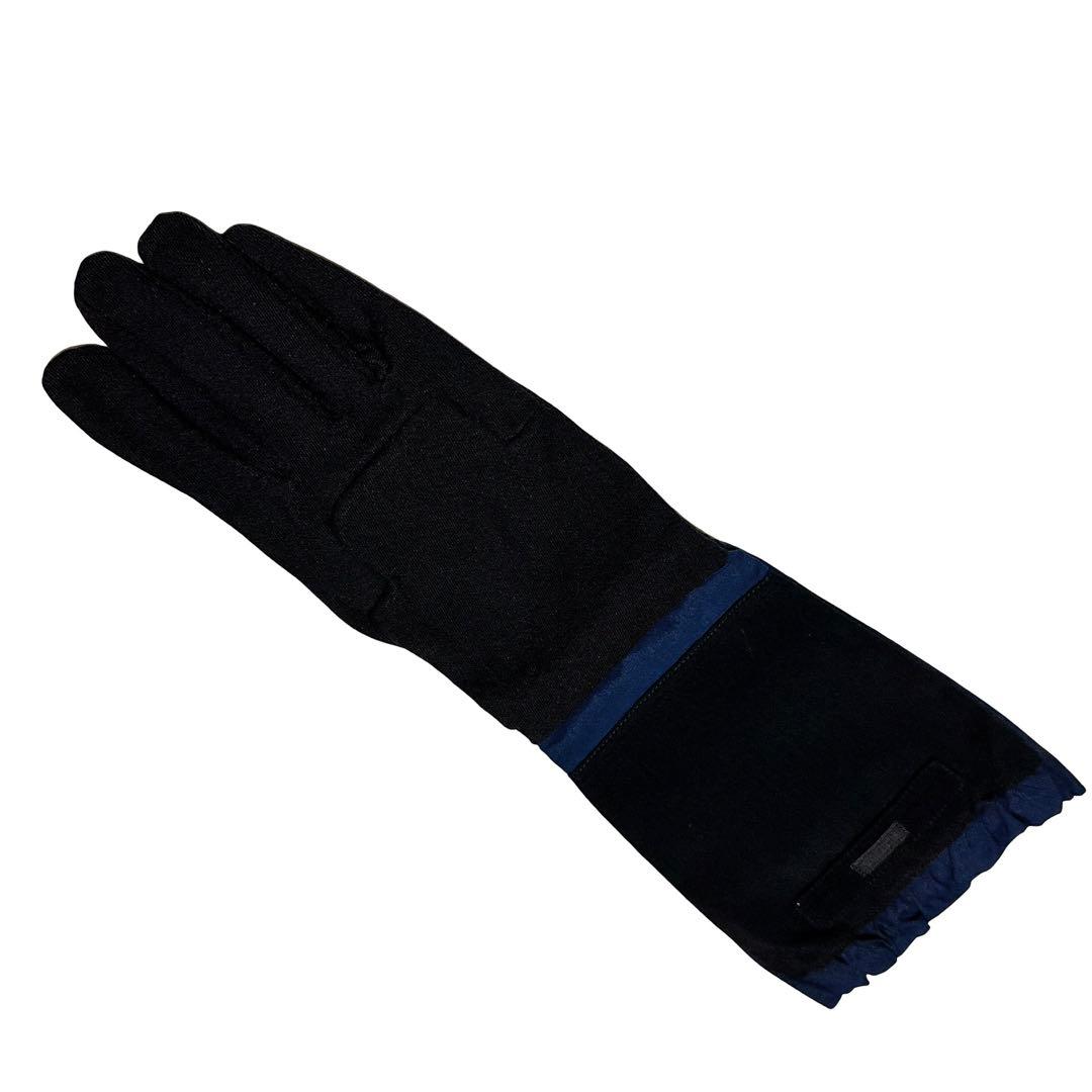 【未使用】プラダ ロゴ ロング 手袋 グローブ サイズ6 ブラック ネイビー