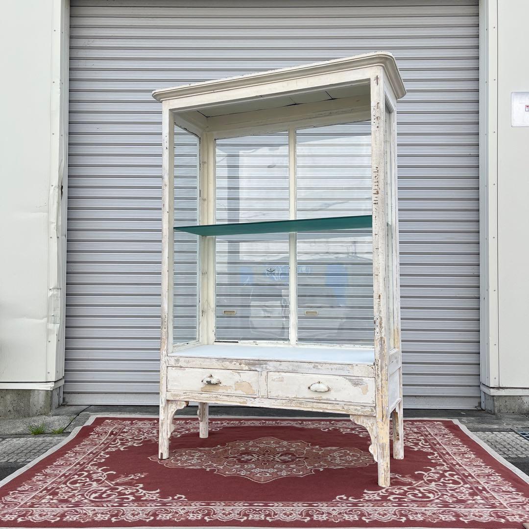 引き取り限定 宮城県◾️アンティーク古家具 大型サイズ ケビントディスプレイ棚