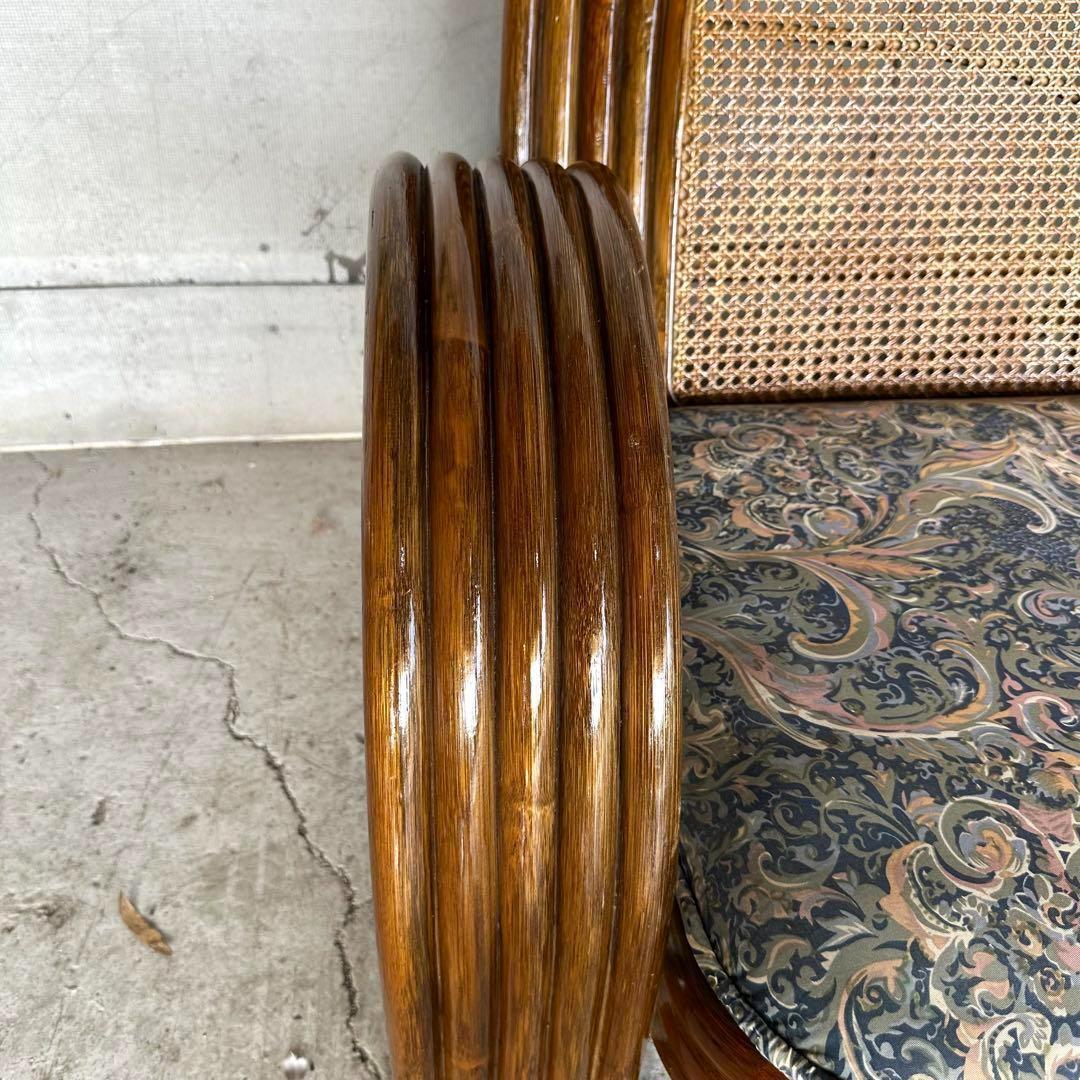 ✿アジアンリゾートポップ✿籐フレーム 2人掛け　ラブソファ　オールドラタン