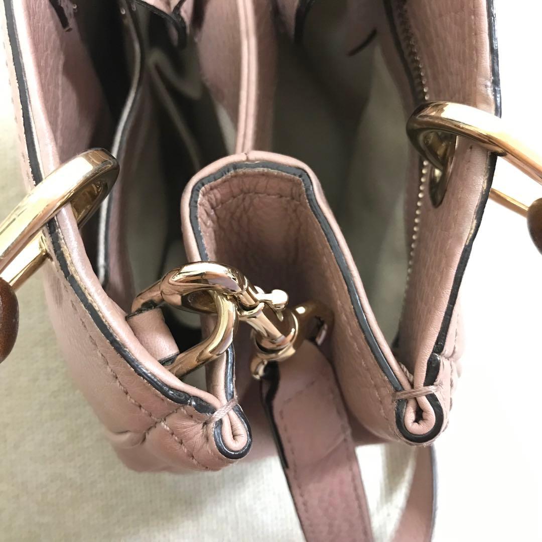 し*み様 GUCCI　ピンク　2WAY ショルダーバッグ　バンブー　スモール　レ