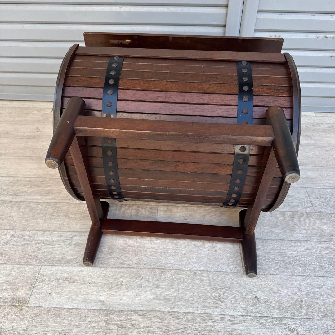 オールドカリモク　サイドテーブル　マガジンラック　花台　昭和レトロ