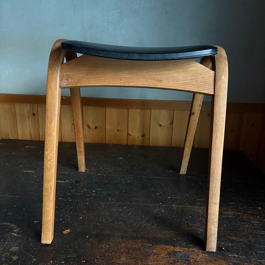 ビンテージ★秋田木工スタッキングスツール　剣持勇 ブラック