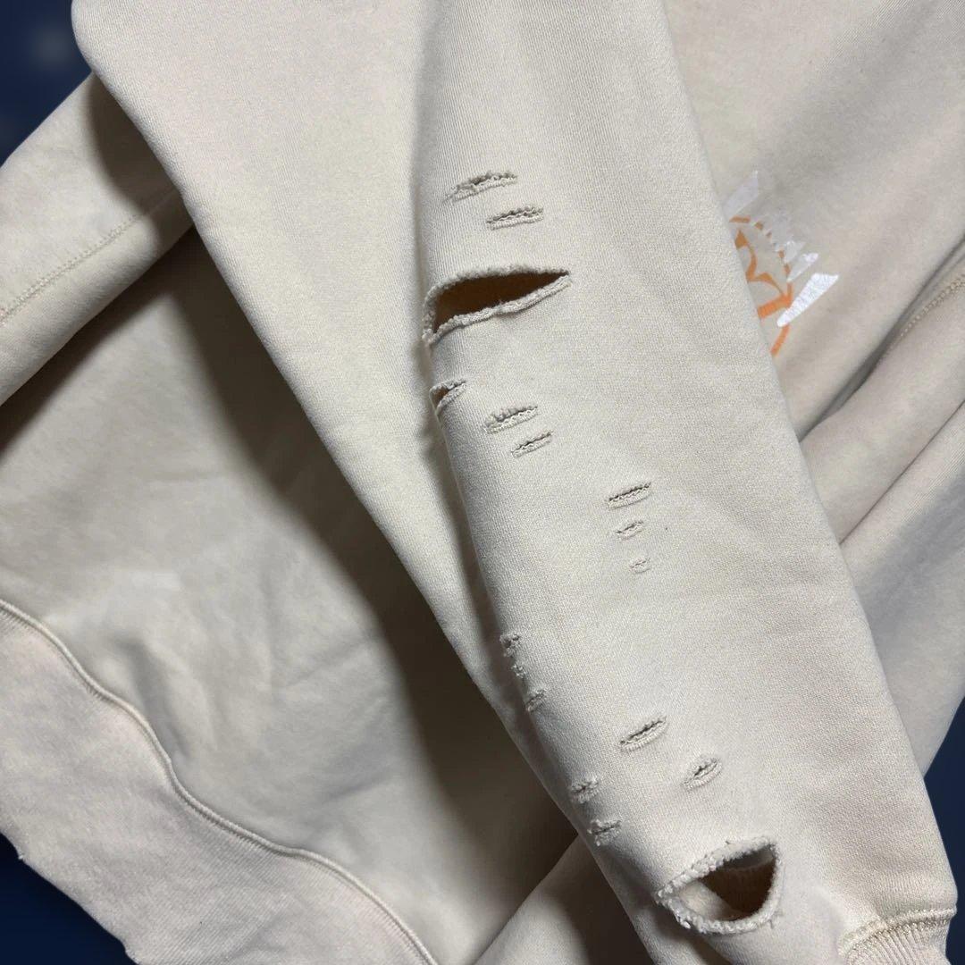 ☆セールRULE THE FATE ダメージ加工 裏起毛スウェット ベージュ