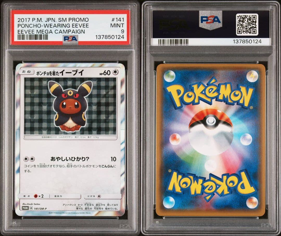 PSA9 ポンチョを着たイーブイ 141/SM-P ブラッキー