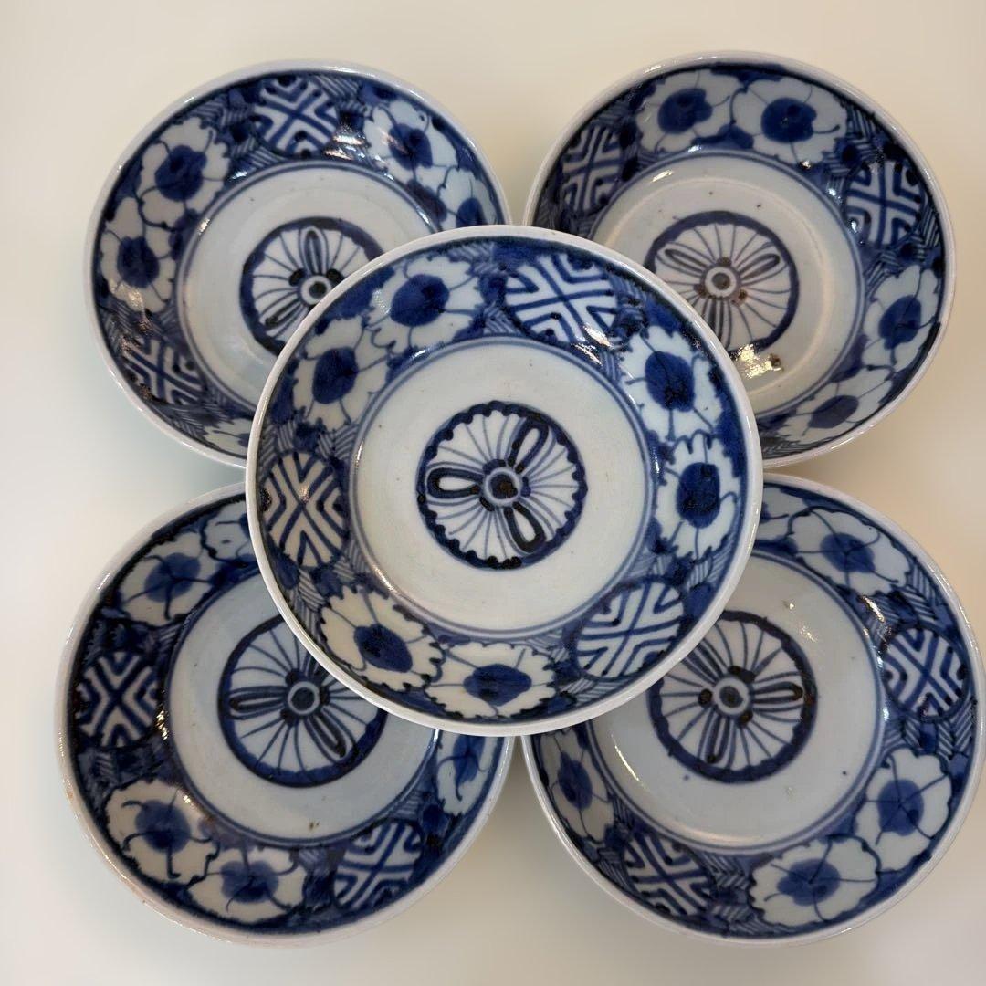 古伊万里 江戸 染付 膾 くらわんか なでしこ 撫子 骨董 アンティーク 皿