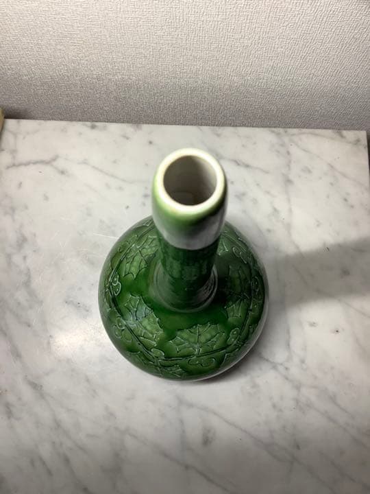 「値下げ」九谷焼　鶴首花瓶　竹田有恒作　葡萄の図