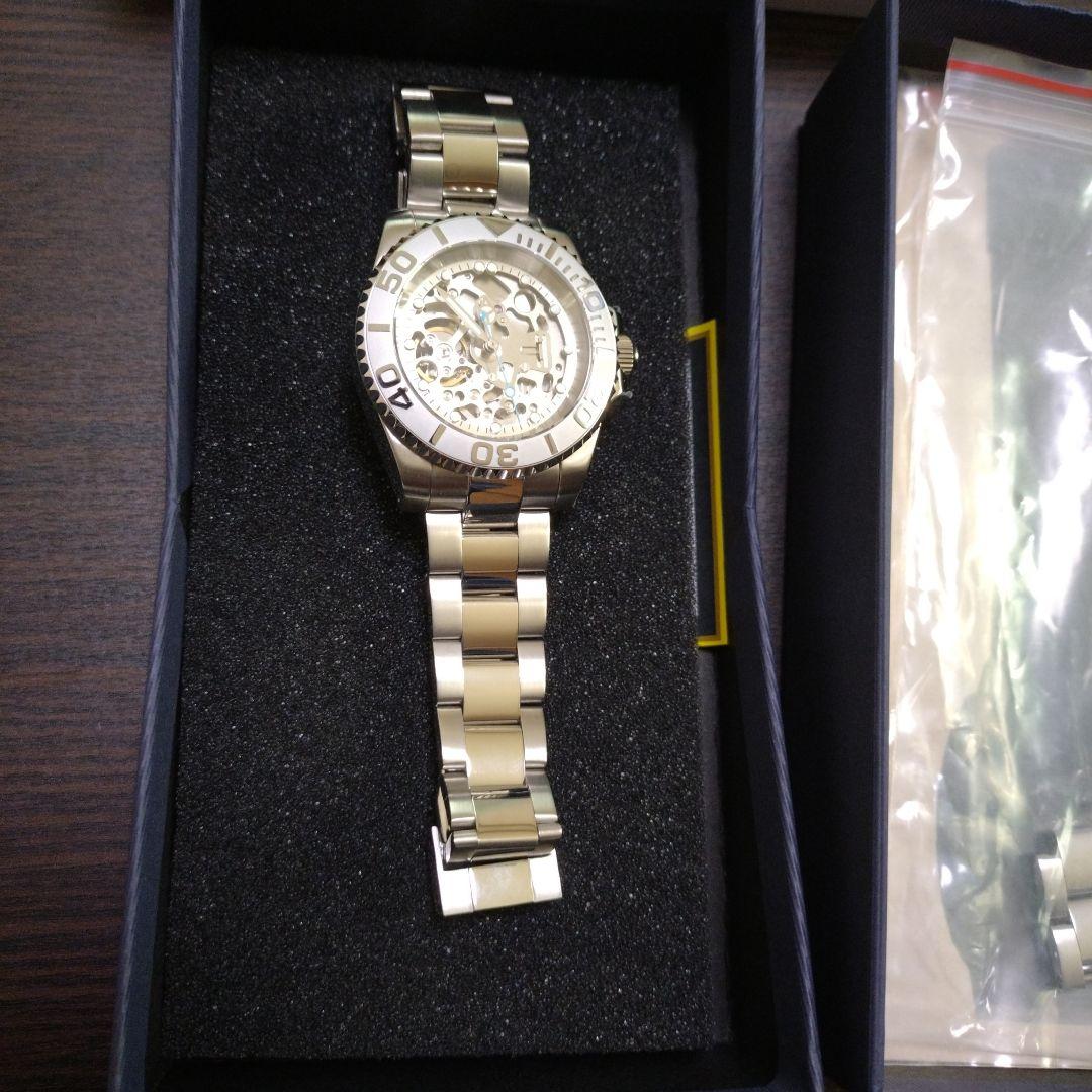 K*パ様 NH70 MOD カスタム 自動巻 腕時計スケルトン シルバー ブルー