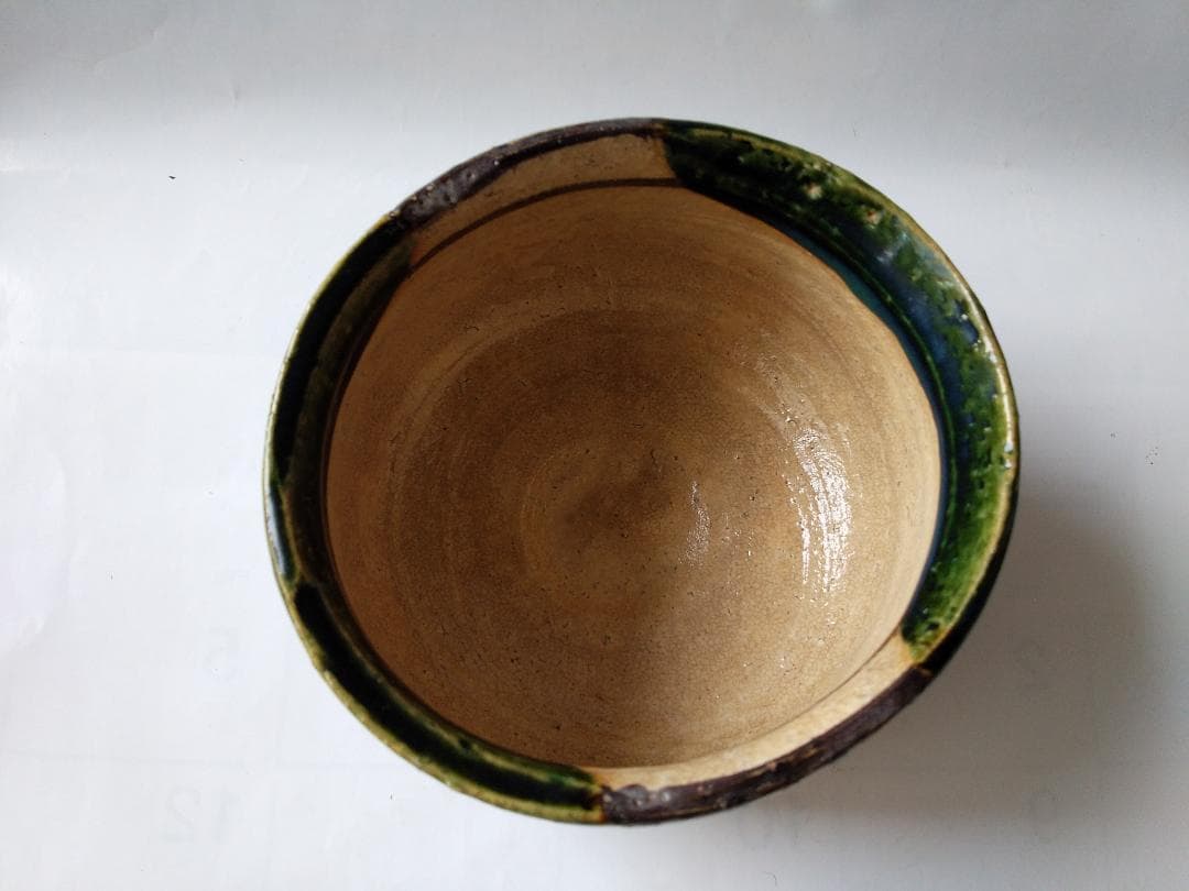 山口錠鉄 織部 茶碗 織部焼 瀬戸赤津焼 共箱 茶道具 茶器 抹茶碗 美品 です