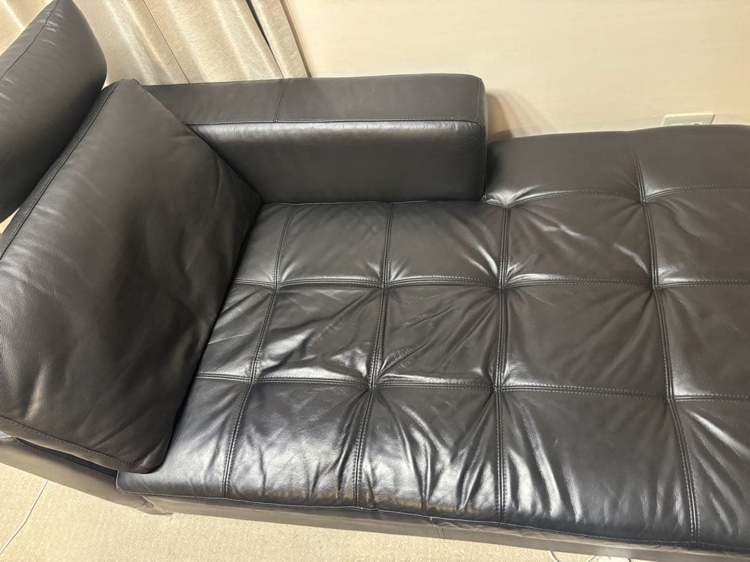 ※値下げ　ニトリ カウチソファ 左カウチ ダブルライン3LC 本革 レザー