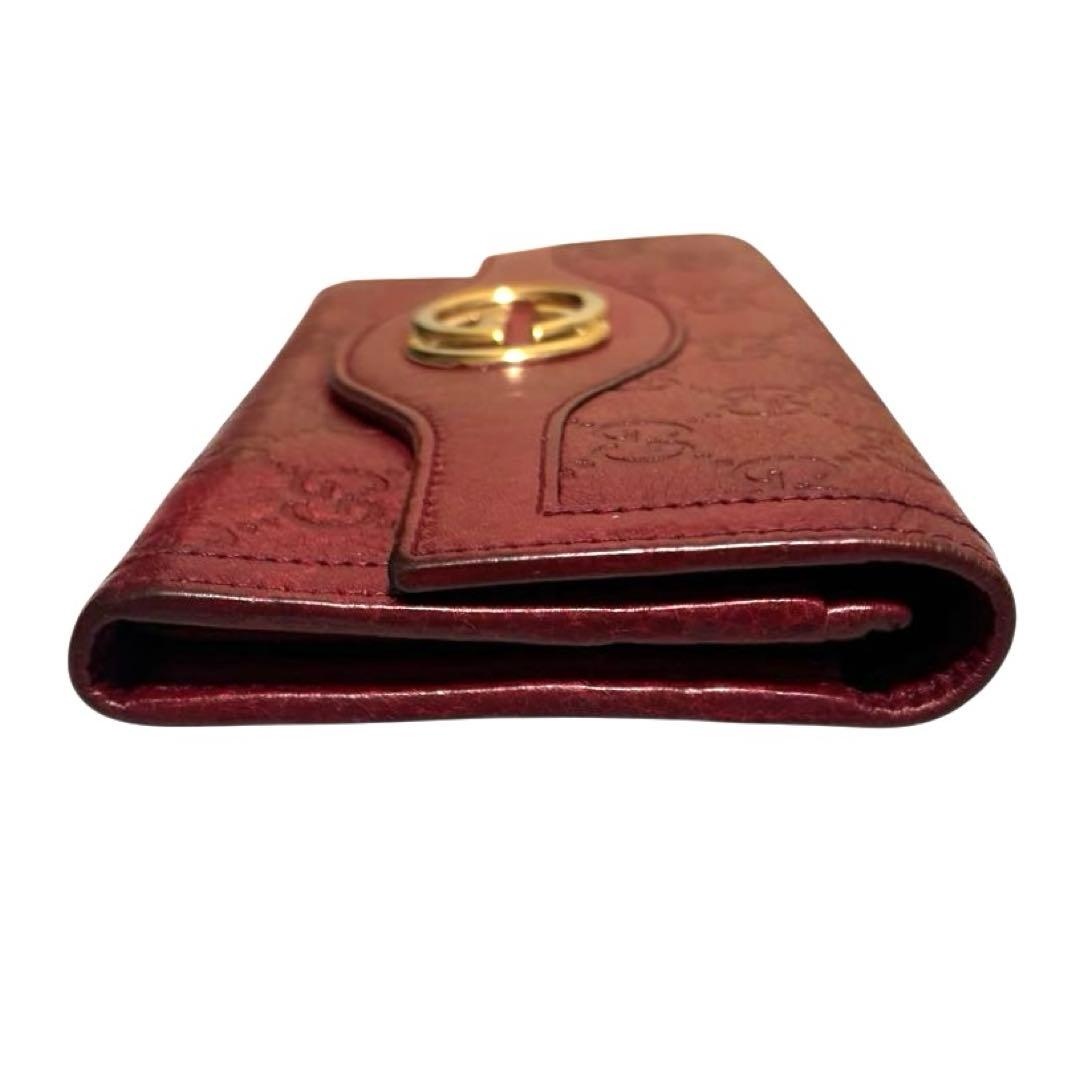 人気　グッチ　長財布　GGシマ　レザー　レッド　GG柄　インターロッキング