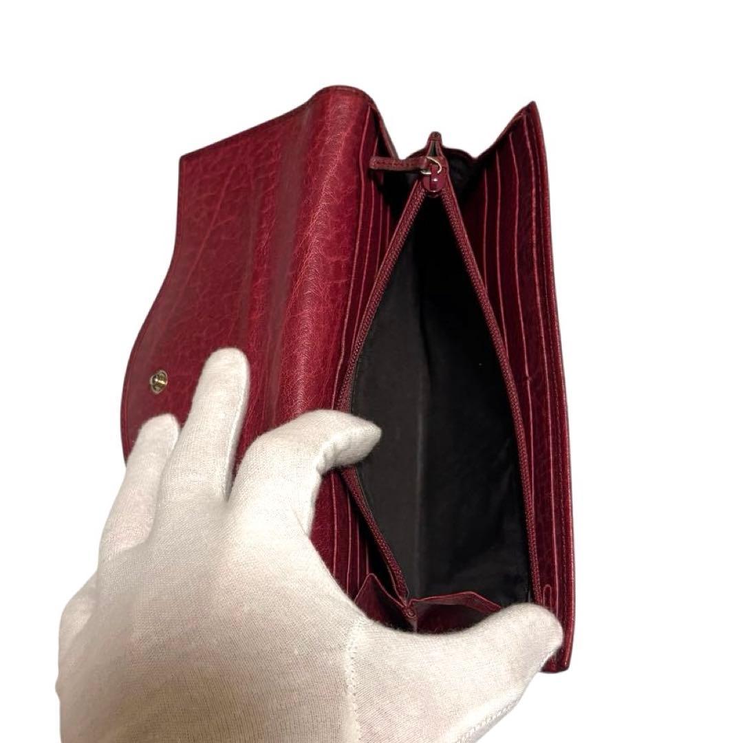 人気　グッチ　長財布　GGシマ　レザー　レッド　GG柄　インターロッキング