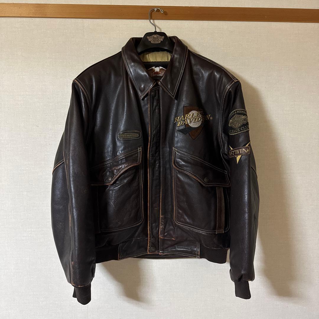 Harley-Davidson ブラウンレザーライダースジャケット