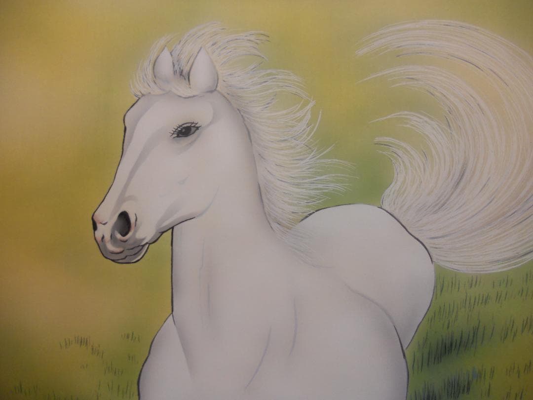 掛け軸 祥風 紅富士白馬図 絹本 希少 軸装 茶道具 掛軸 美品 です。