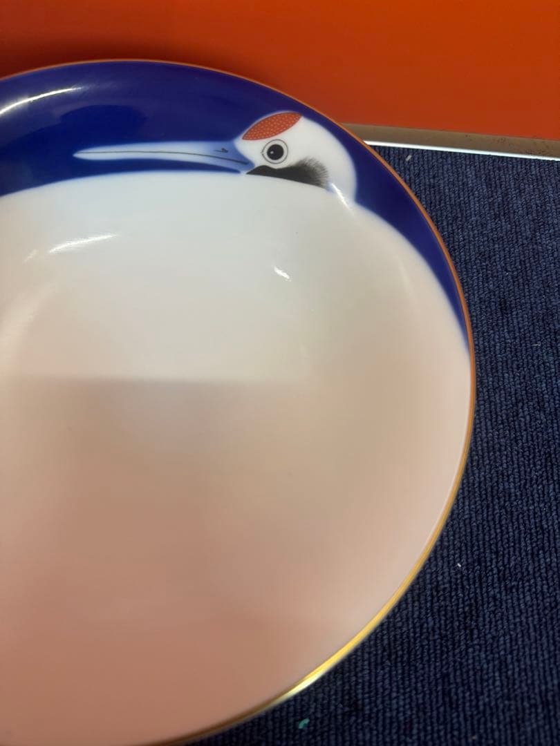 1638 深川製磁　鶴文　菓子鉢　金彩　未使用