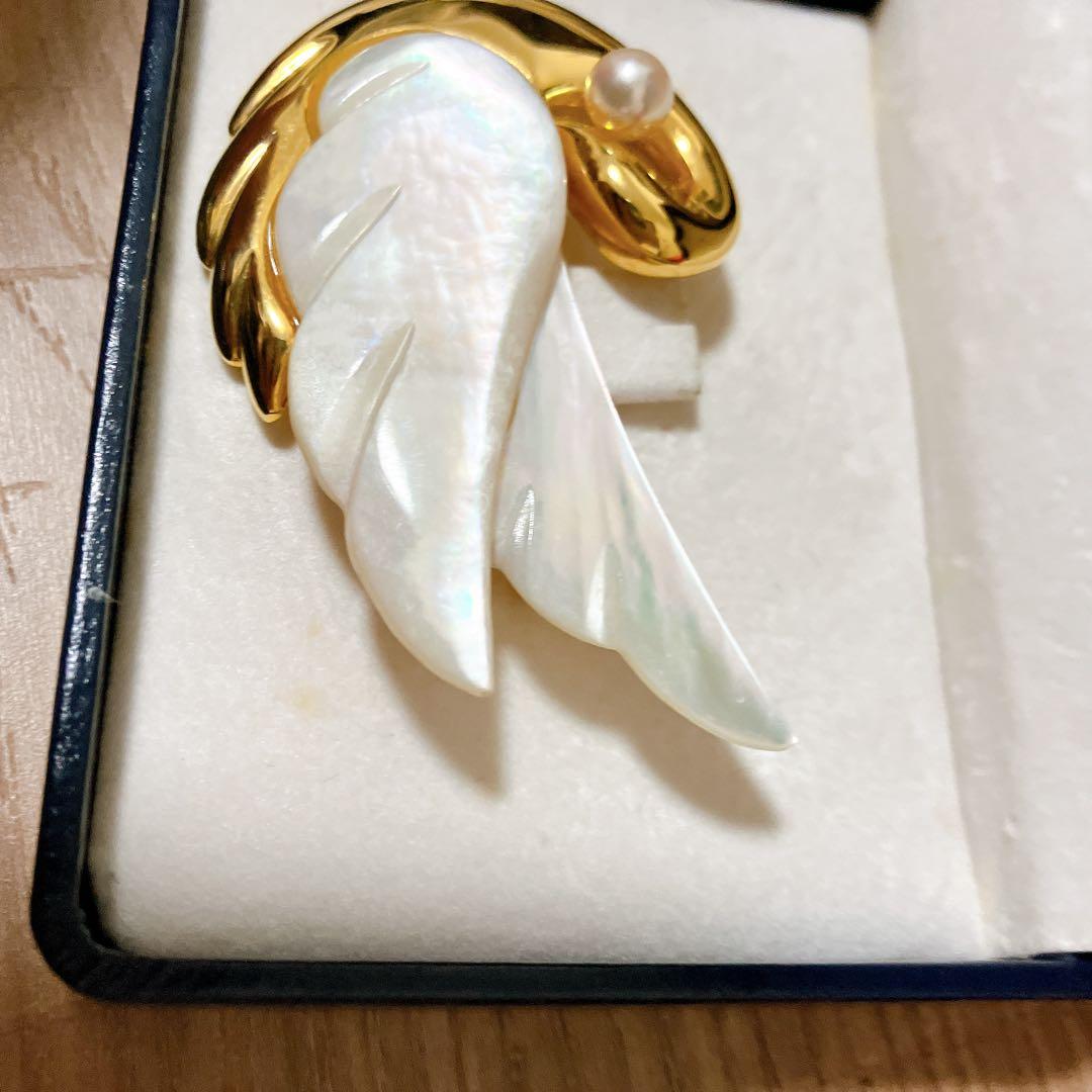 【美品】タサキ　田崎　ブローチ　スワン　白鳥　パール　フォーマル　ゴールド