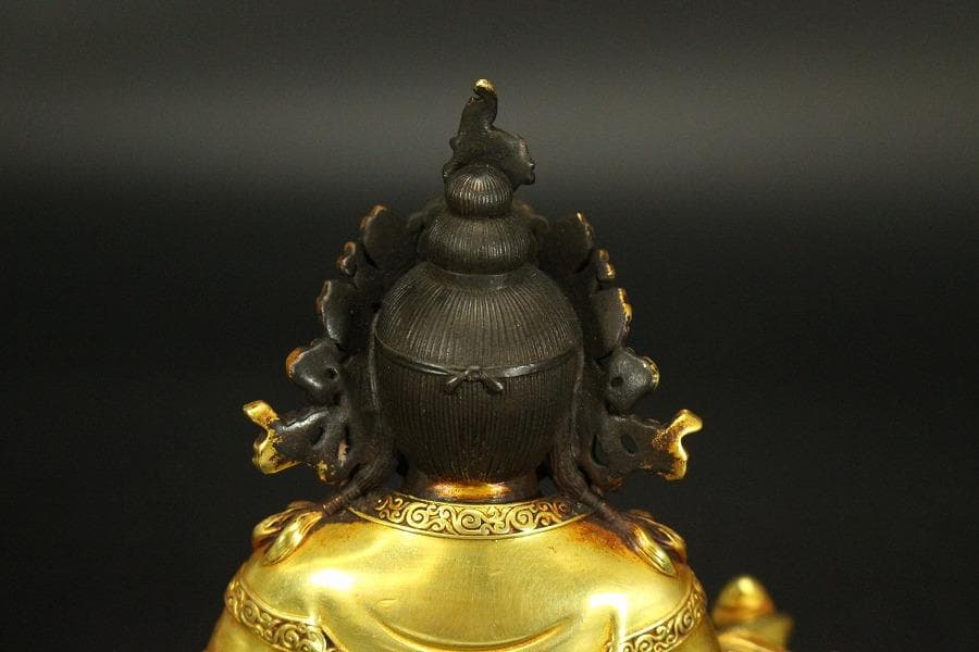 中国美術 銅鍍金黄財寶天王 永楽年製 文字 チベット仏 仏教(HA526)