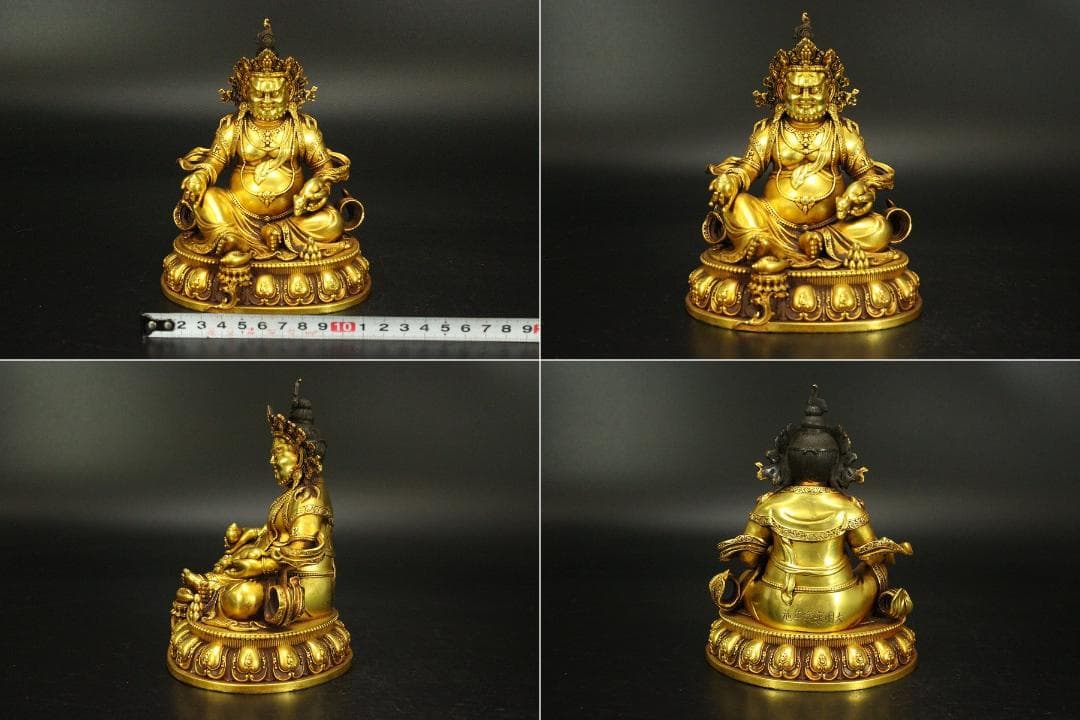 中国美術 銅鍍金黄財寶天王 永楽年製 文字 チベット仏 仏教(HA526)