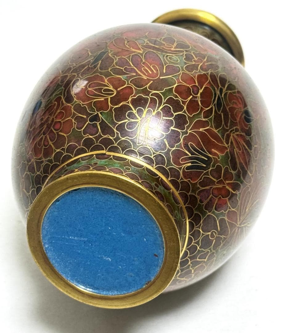 琺琅彩 七宝花紋瓶 七宝焼 一輪生 銅製 時代物 唐物 骨董 WWST019