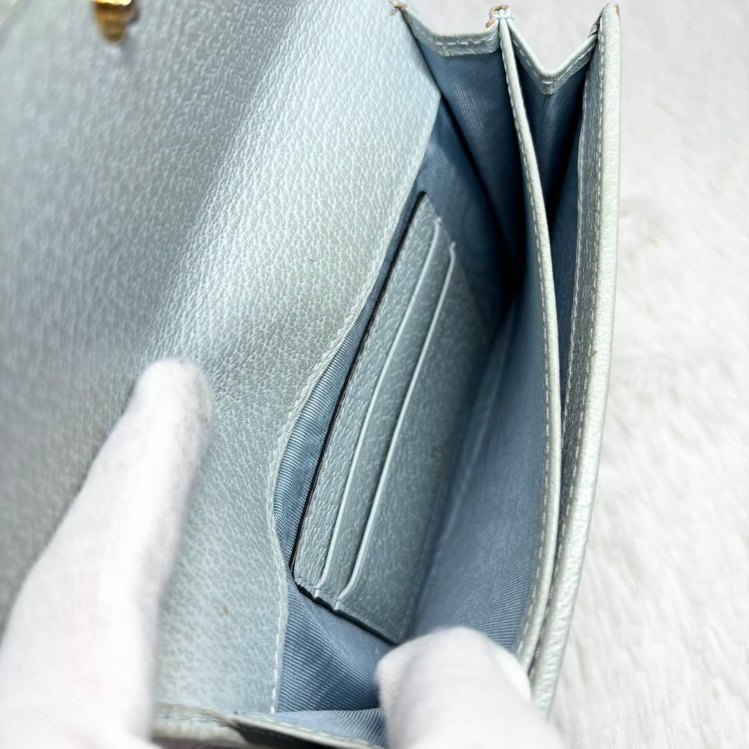 ✨付属品完備✨ グッチ マーモント フローラ 二つ折り財布 花 ポーチ ブルー