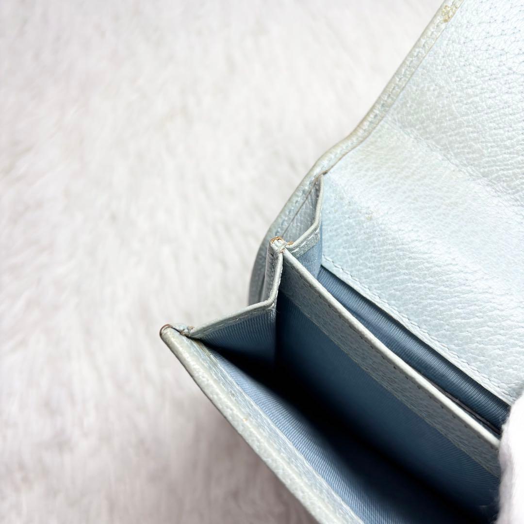 ✨付属品完備✨ グッチ マーモント フローラ 二つ折り財布 花 ポーチ ブルー