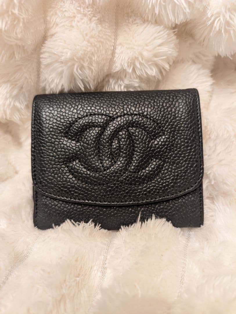 CHANEL ブラック レザー 財布 ケース
