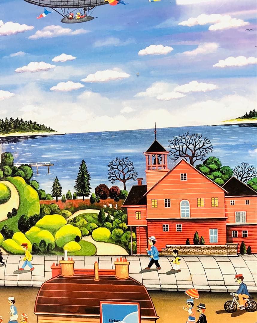 B. KASHIWA リトグラフ 風景画 フレーム付き「南仏のリゾート」