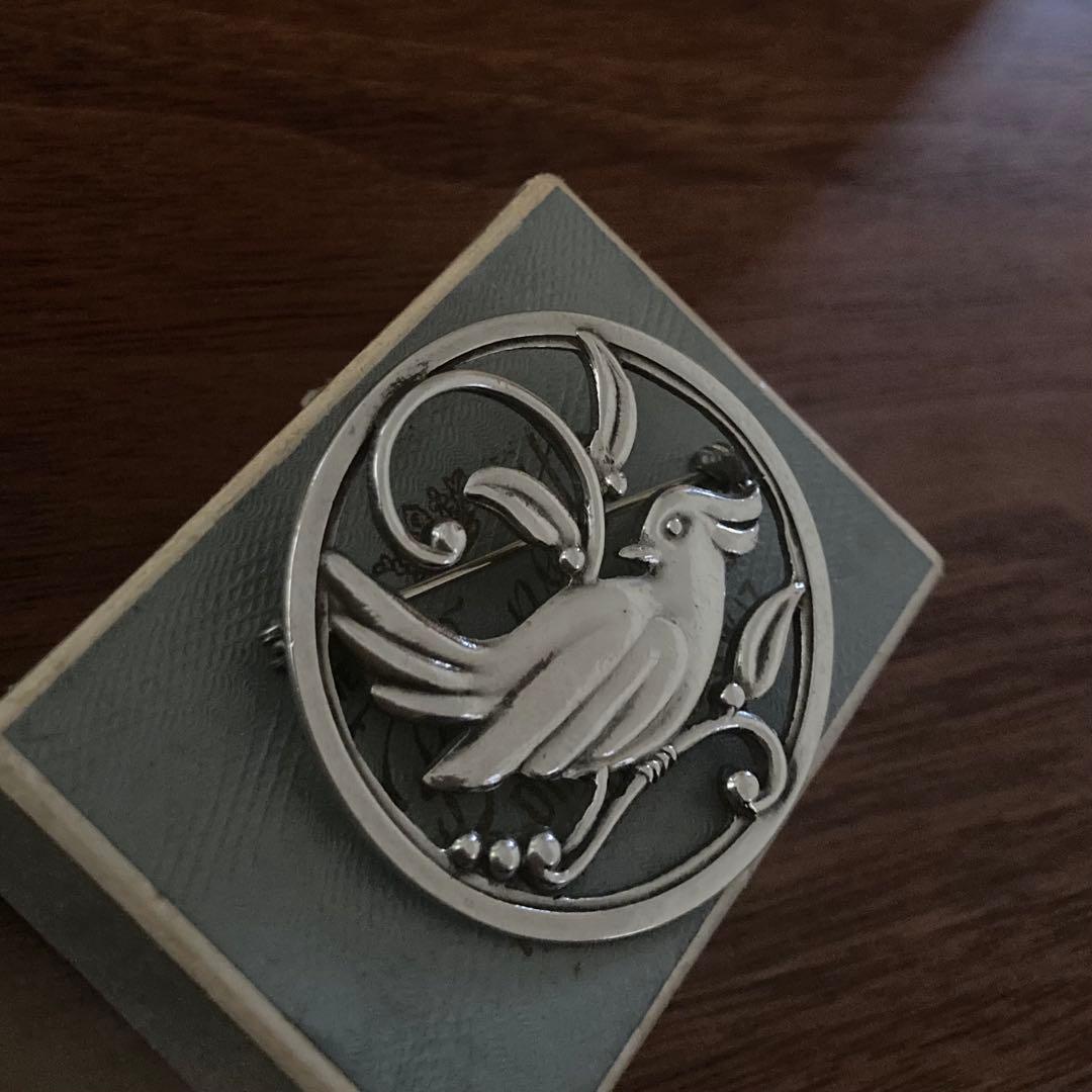 ヴィンテージ＊ブローチ　鳥　バード　シルバー　北欧　アンティーク