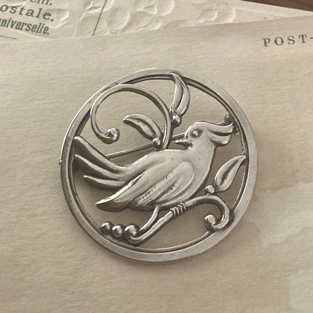ヴィンテージ＊ブローチ　鳥　バード　シルバー　北欧　アンティーク