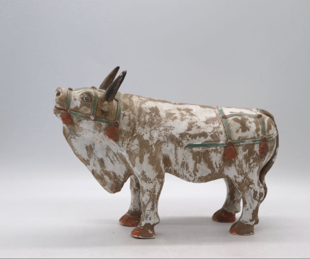 中国　漢時代　加彩陶器　牛　送料込み1218