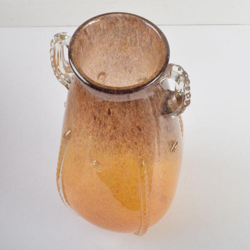 chika613 　岩田藤七作　黄地　耳付花瓶　花生　共箱　N　9177A