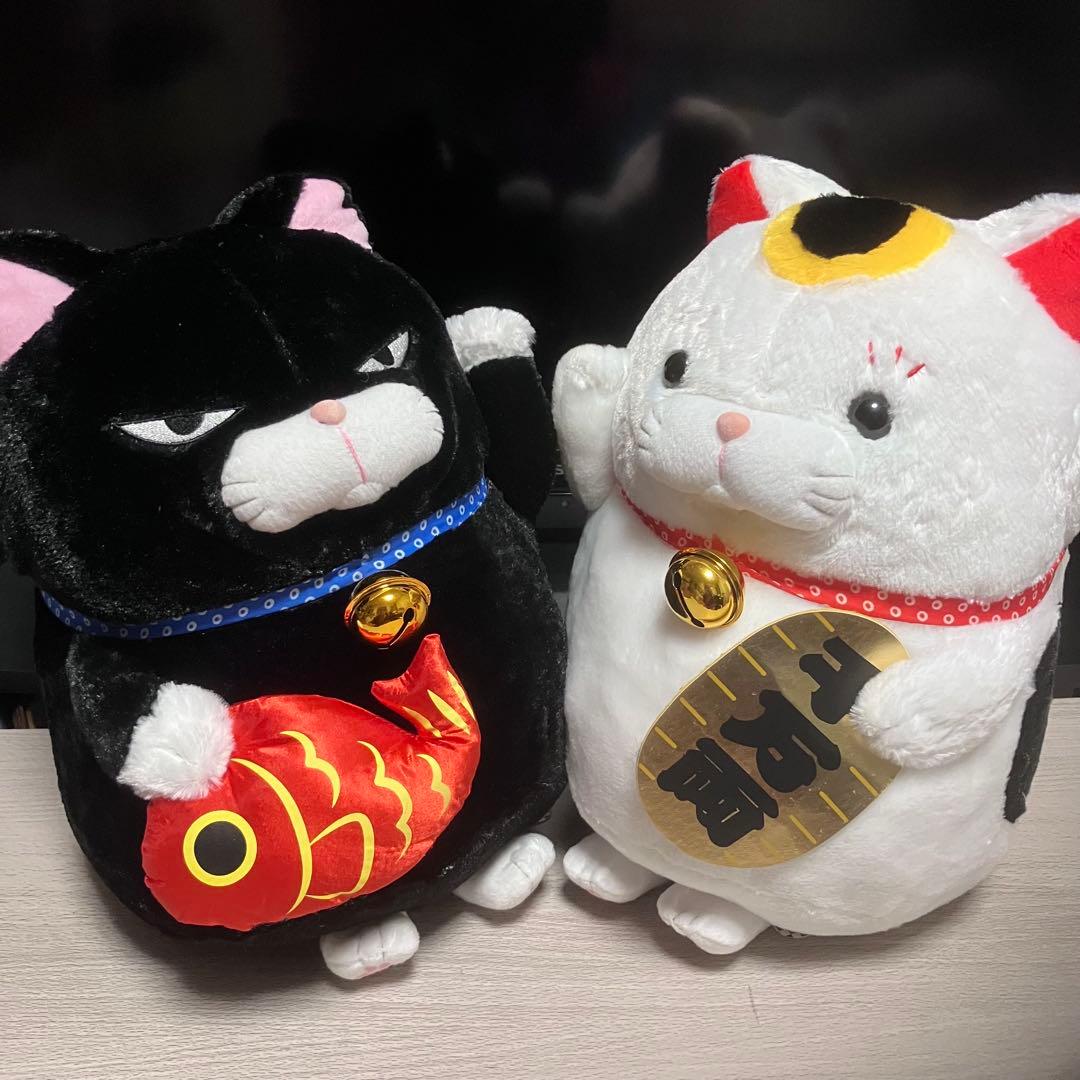 ひげまんじゅう　招き猫　BIGぬいぐるみ 黒豆　みーさま　まねお　まねこ　セット