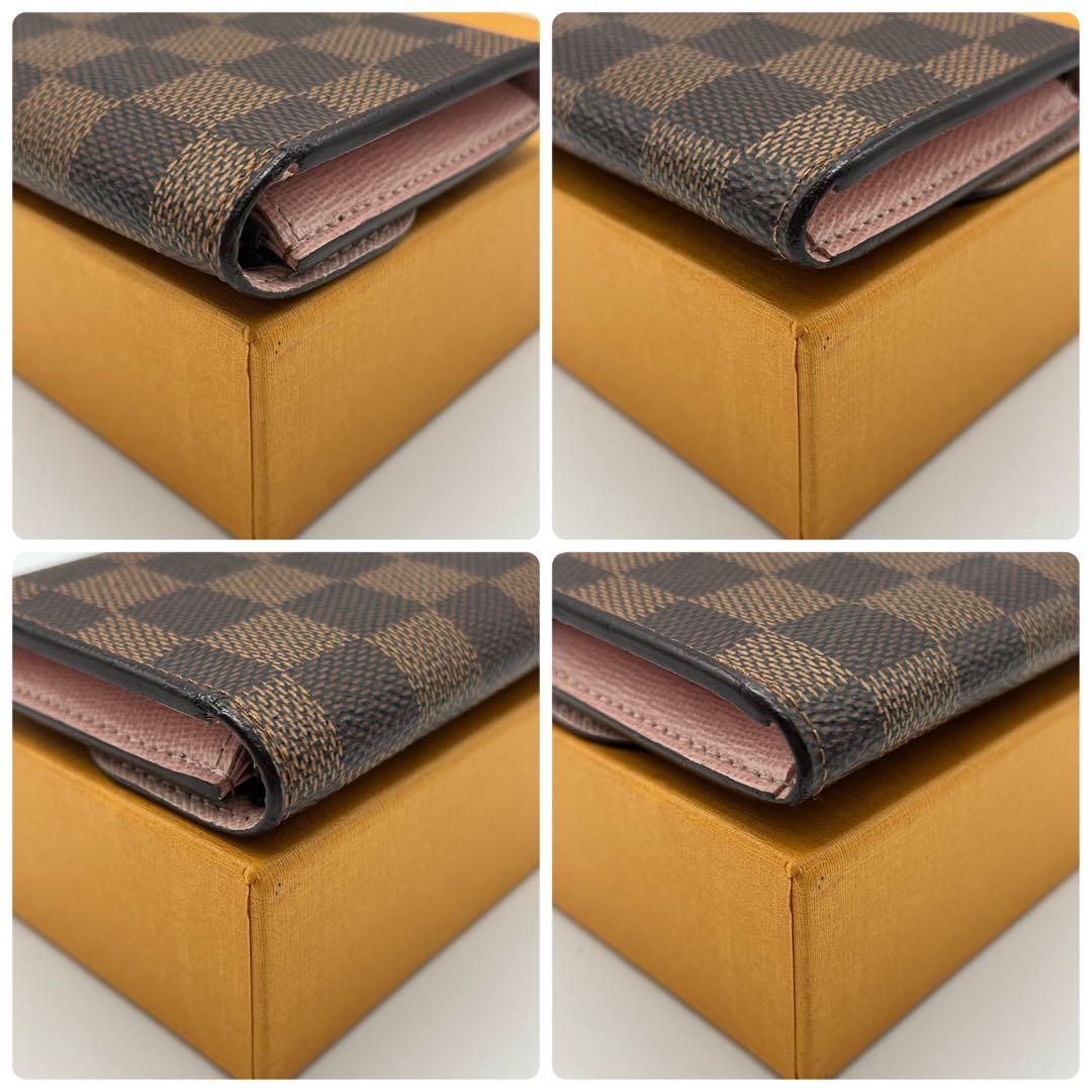 ルイヴィトン　ポルトモネロザリ　ダミエ　ローズバレリーヌ　折り財布