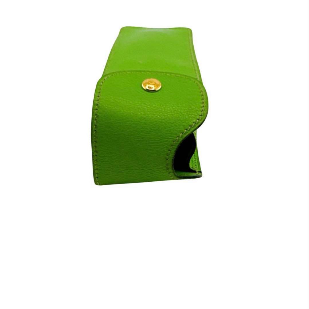 エルメス ペンケース マルチケース ポーチ 小物入れ □C刻印 レザー グリーン