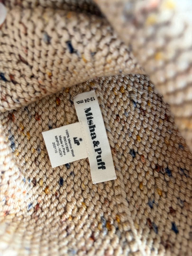 Misha & Puff ベージュニット帽 12-24m