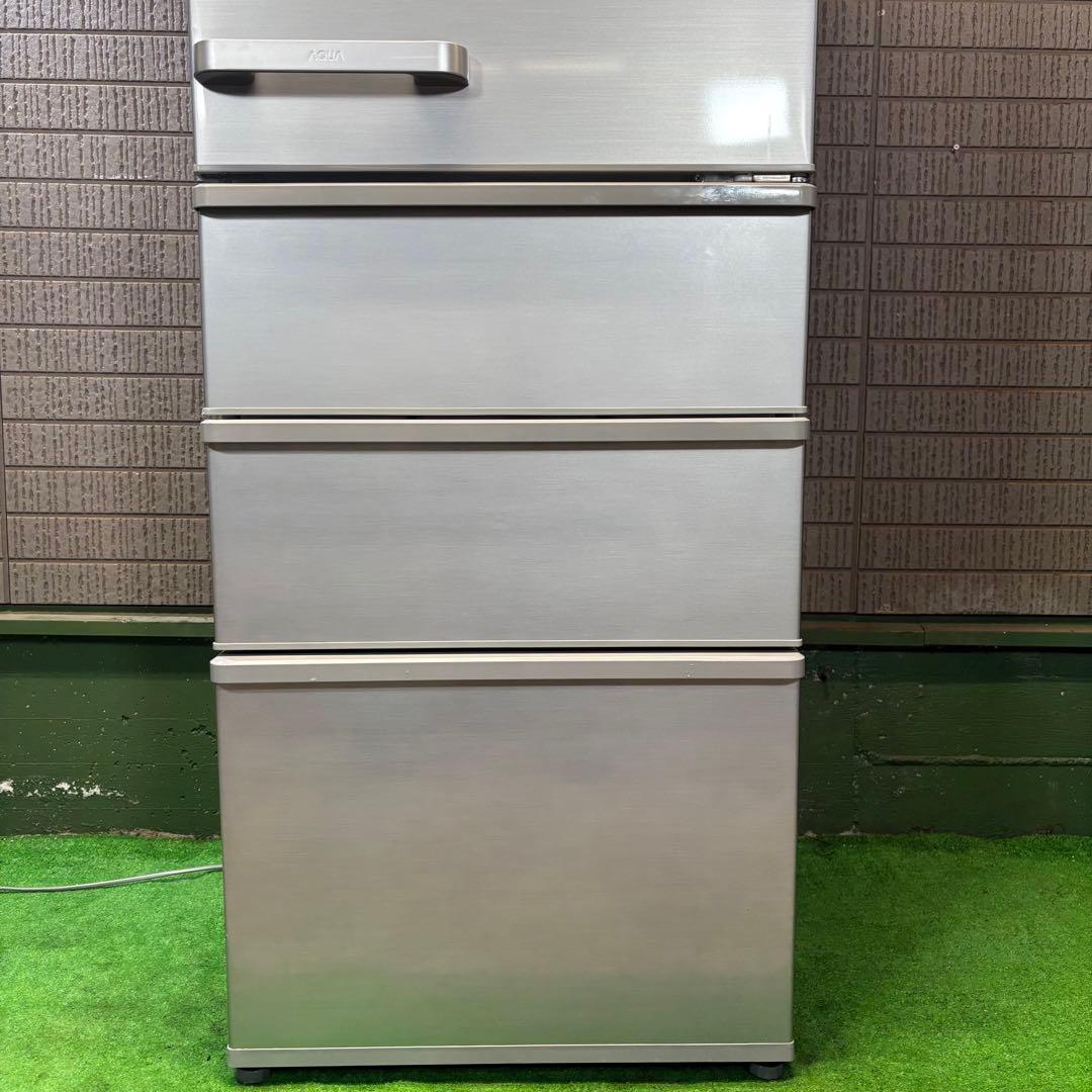 AQUA 355L 冷蔵庫 大容量 スリムタイプ シルバー【地域限定配送無料】