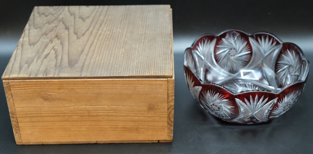 ガラス　鉢　江戸切子　伝統工芸　時代物　送料無料