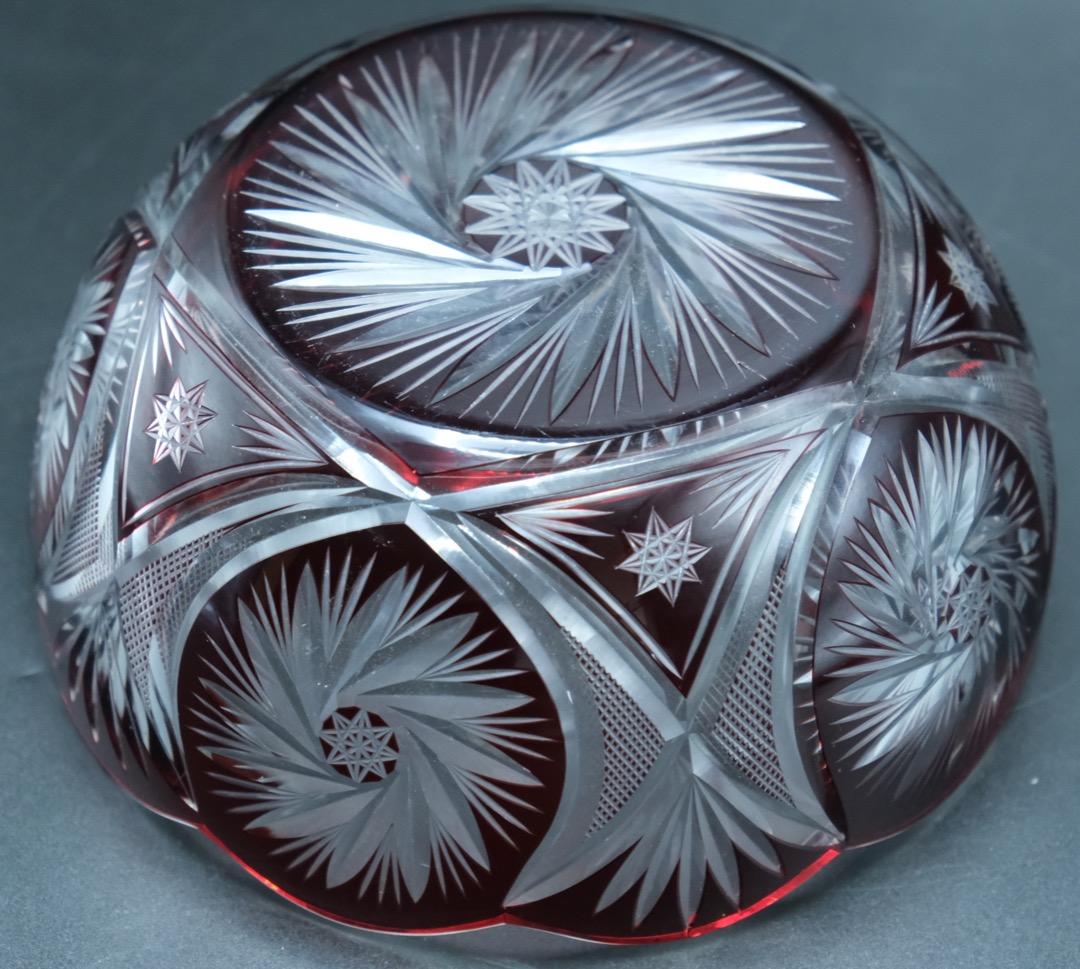 ガラス　鉢　江戸切子　伝統工芸　時代物　送料無料