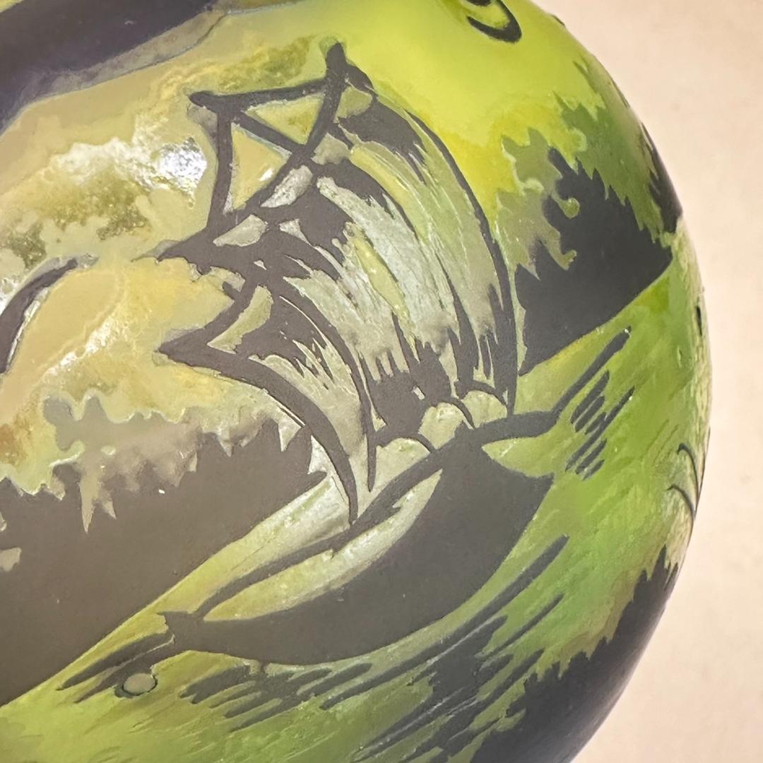 エミールガレ　ボンボニエール　カメオ彫り　被せガラス　高さ8cm