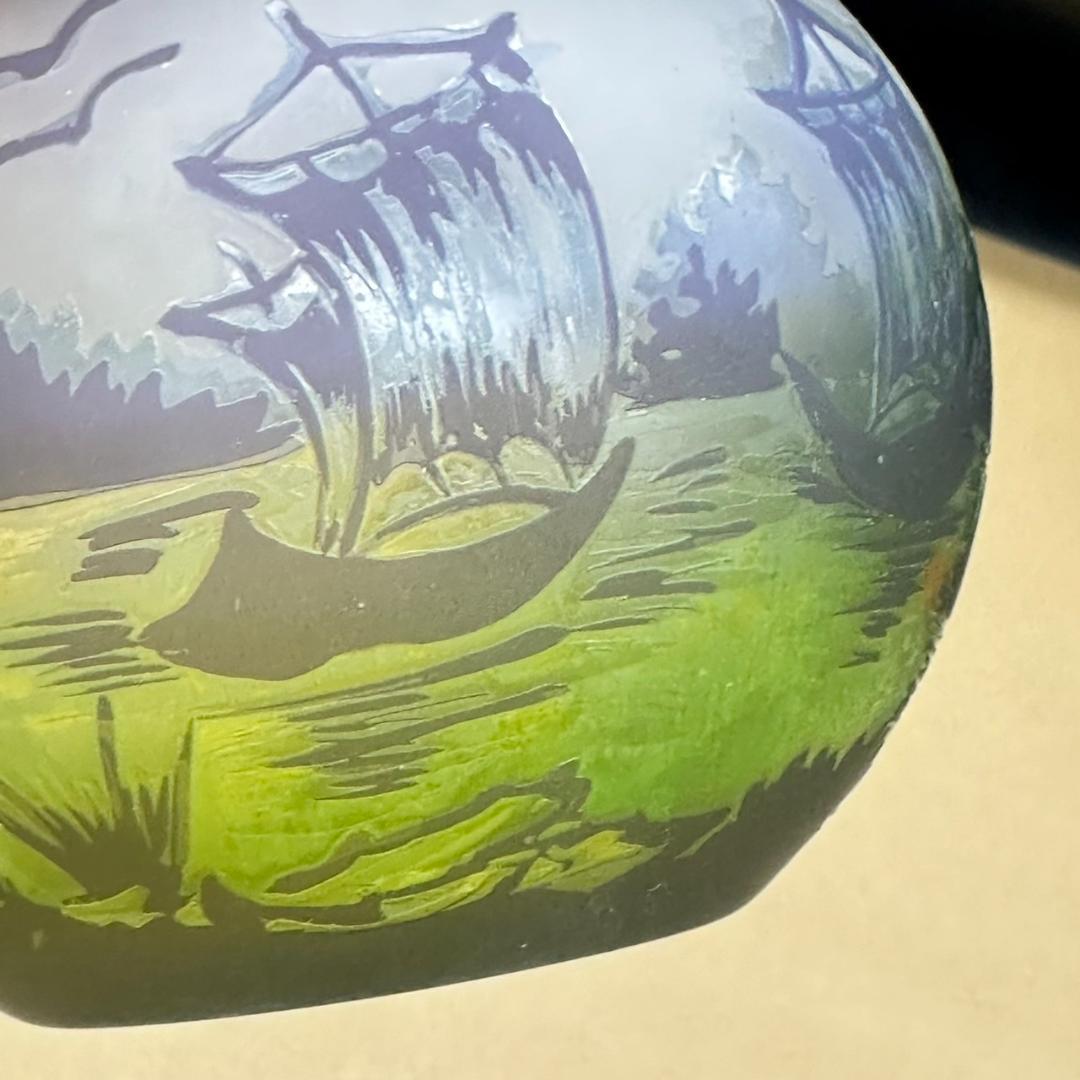 エミールガレ　ボンボニエール　カメオ彫り　被せガラス　高さ8cm