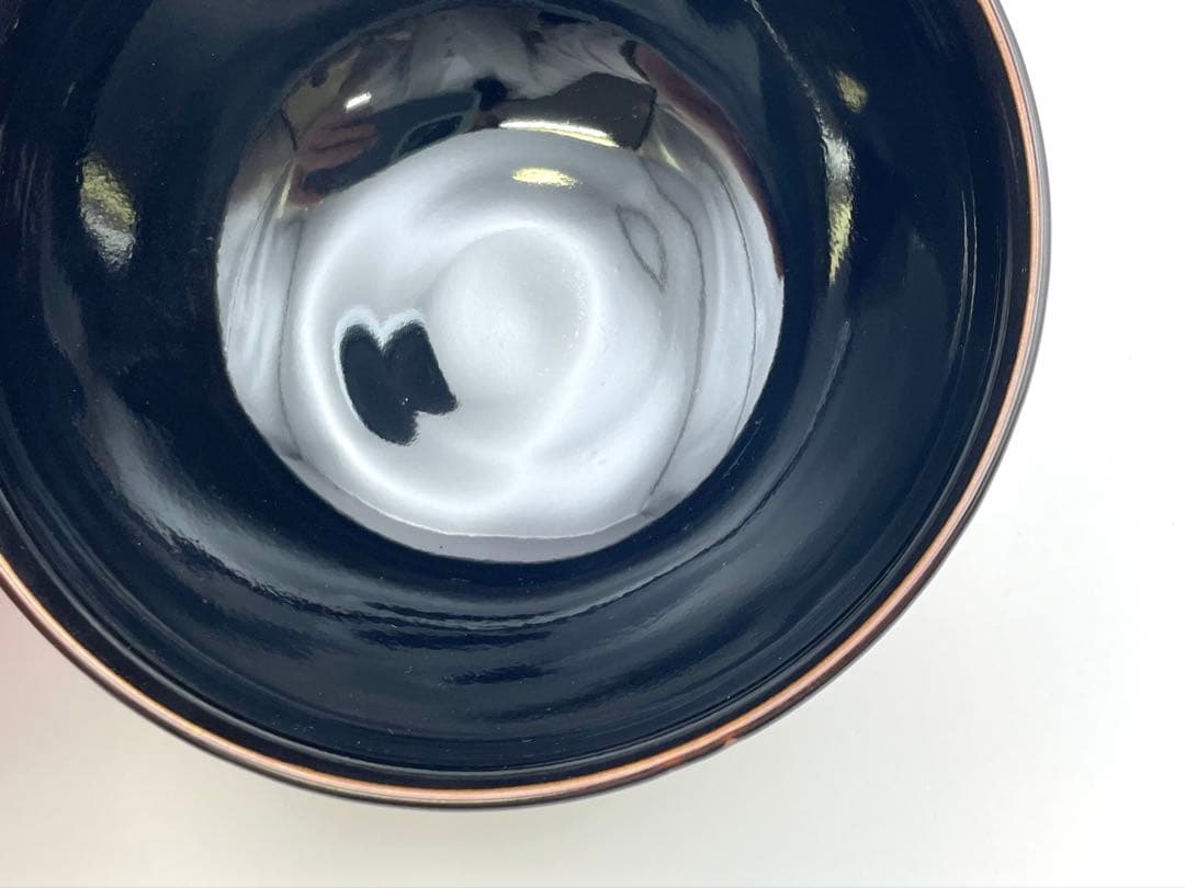 【S】萬二窯　萬二作 天目釉 抹茶碗 茶道具 茶碗 共箱入り