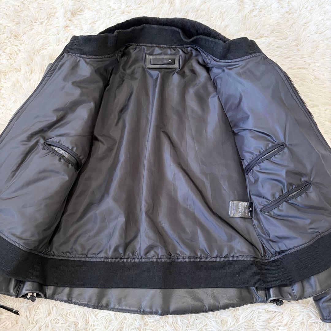 特大 リューグーレザーズ ライダース ジャケット ボア襟 牛革 黒 2XL