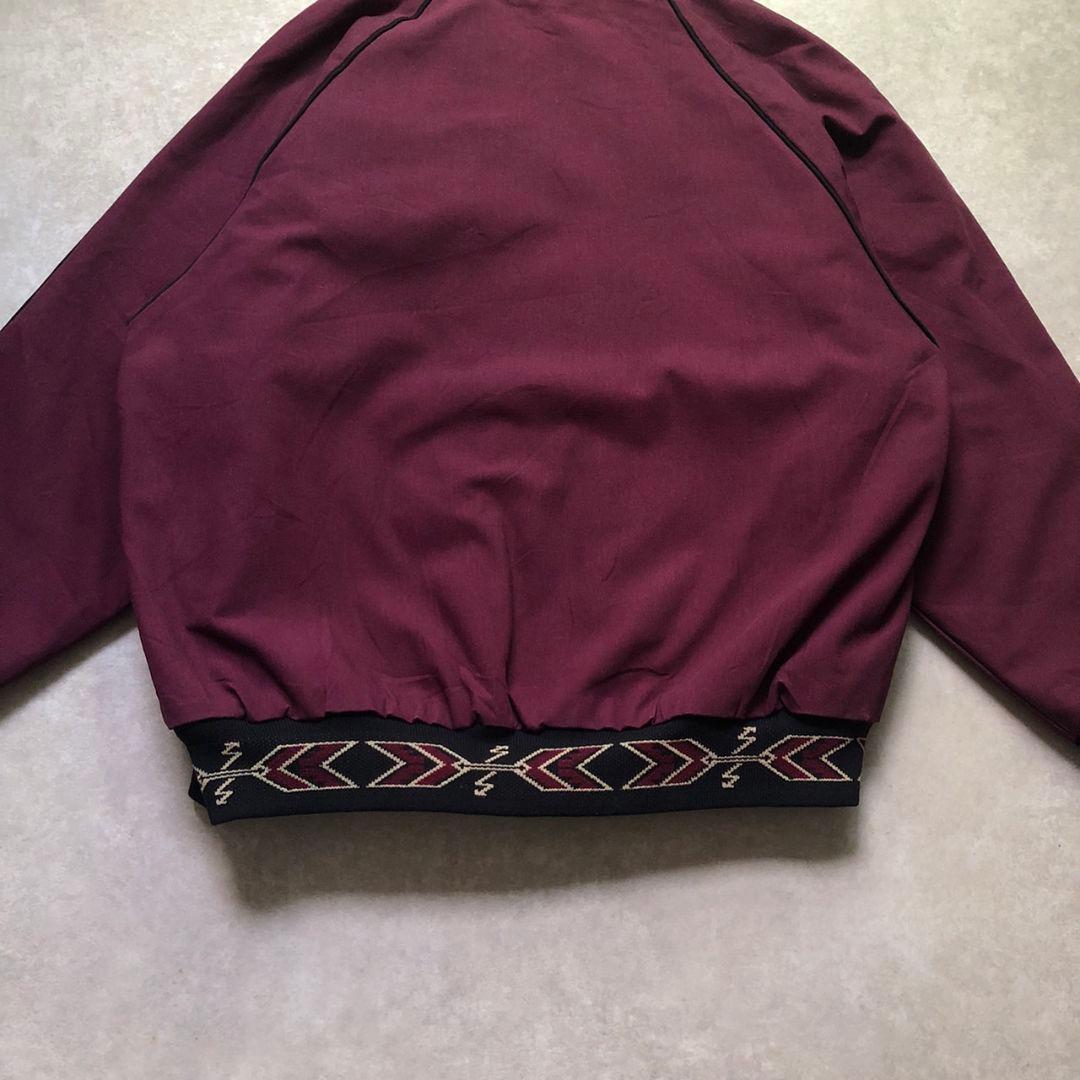 90sUSA製ネイティブ幾何学リブ切り替えダービージャケット型ブルゾンダック生地