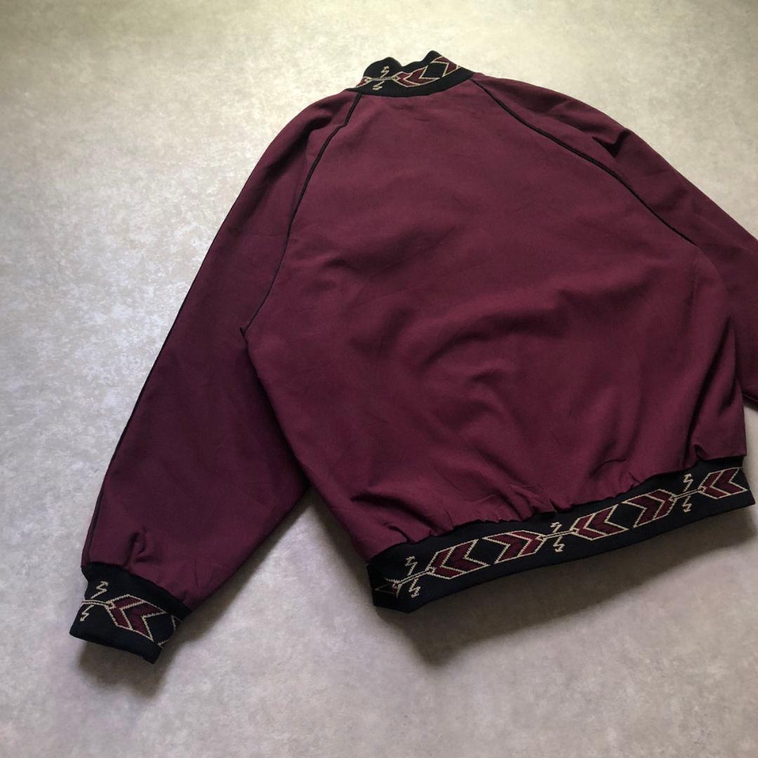 90sUSA製ネイティブ幾何学リブ切り替えダービージャケット型ブルゾンダック生地